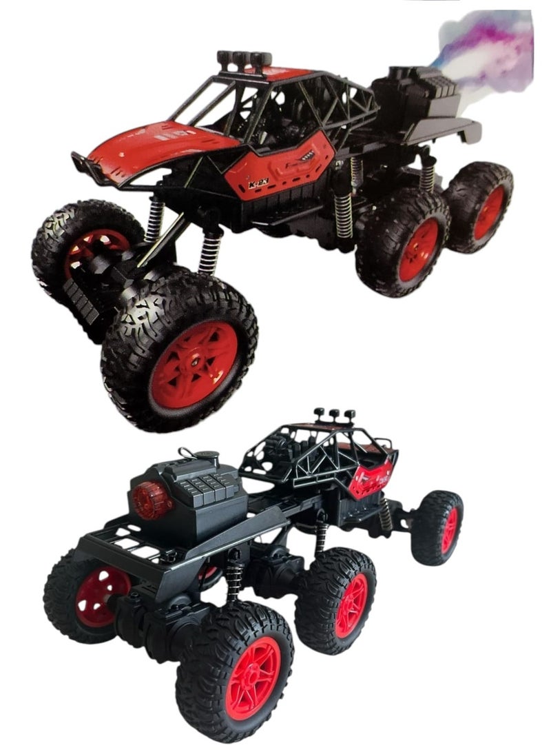 سيارة ريموت كنترول 6 عجلات مع تأثير الرذاذ – لعبة سباق للأطفال والكبار – باللون الأحمر والأسود - Image 1