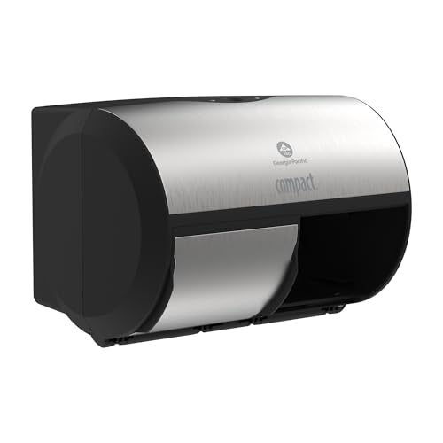 Georgia-Pacific Compact 2Roll SidebySide Coreless HighCapacity Toilet Paper Dispenser by GP PRO GeorgiaPacific Faux Stainless 56796A 1 Dispenser - Image 1