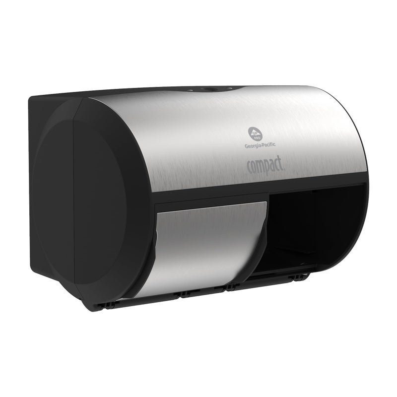 Georgia-Pacific Compact 2Roll SidebySide Coreless HighCapacity Toilet Paper Dispenser by GP PRO GeorgiaPacific Faux Stainless 56796A 1 Dispenser - Image 2