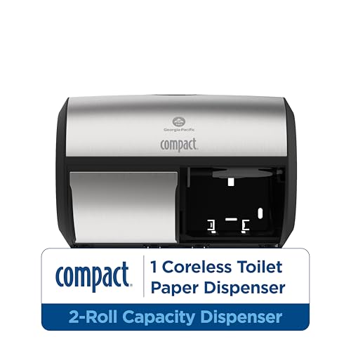 Georgia-Pacific Compact 2Roll SidebySide Coreless HighCapacity Toilet Paper Dispenser by GP PRO GeorgiaPacific Faux Stainless 56796A 1 Dispenser - Image 3