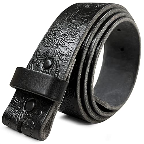 Belts.com Western Tooled Floral Embossed Full Grain Genuine Leather Belt Strap 1-1/2"(38mm) Wide (Black 30) - Image 1