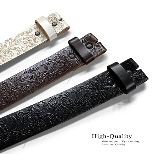 Belts.com Western Tooled Floral Embossed Full Grain Genuine Leather Belt Strap 1-1/2"(38mm) Wide (Black 30) - Image 5