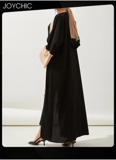 Joychic Women Chiffon Abaya Muslim Prayer Clothes Islamic Maxi Kaftan Elegant Loose Cardigan Islamic Kaftan  - Image 2