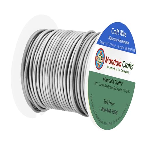 Mandala Crafts 16 Gauge Anodized Aluminum Craft Wire for Jewelry Making - 100 FT Colored Flexible Gray Wire - Bendable for Bonsai Armature Crafting Sculpting - Image 2