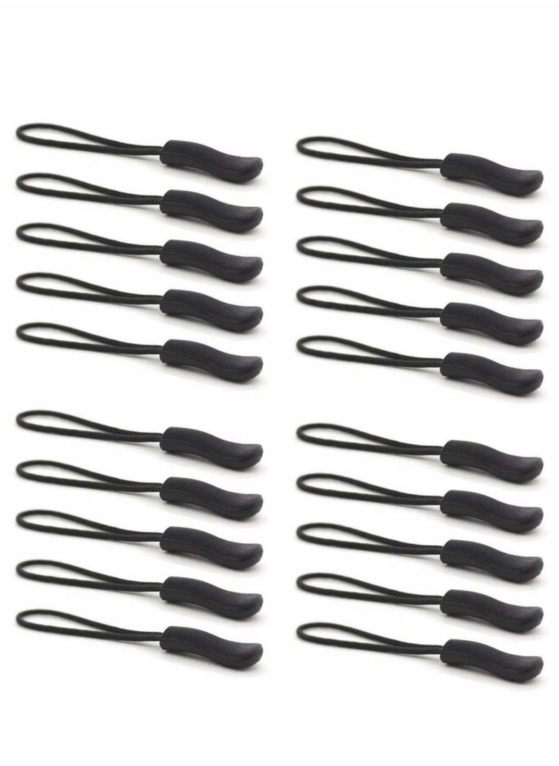 Excefore - Zipper Pull Head, Durable Zipper Replacement Zipper Label Extension Holder Suitable For Luggage, Backpacks, Jackets, Wallets, Handbags (20 Pieces In Black) - Image 1