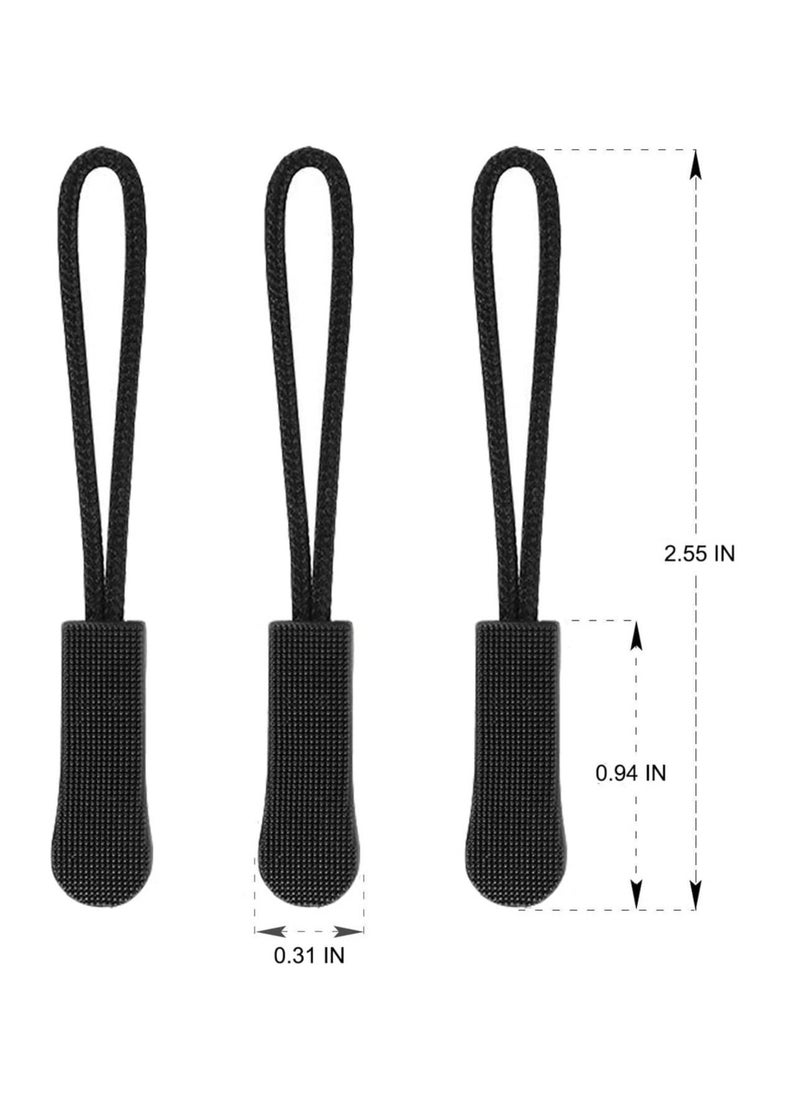 Excefore - Zipper Pull Head, Durable Zipper Replacement Zipper Label Extension Holder Suitable For Luggage, Backpacks, Jackets, Wallets, Handbags (20 Pieces In Black) - Image 1