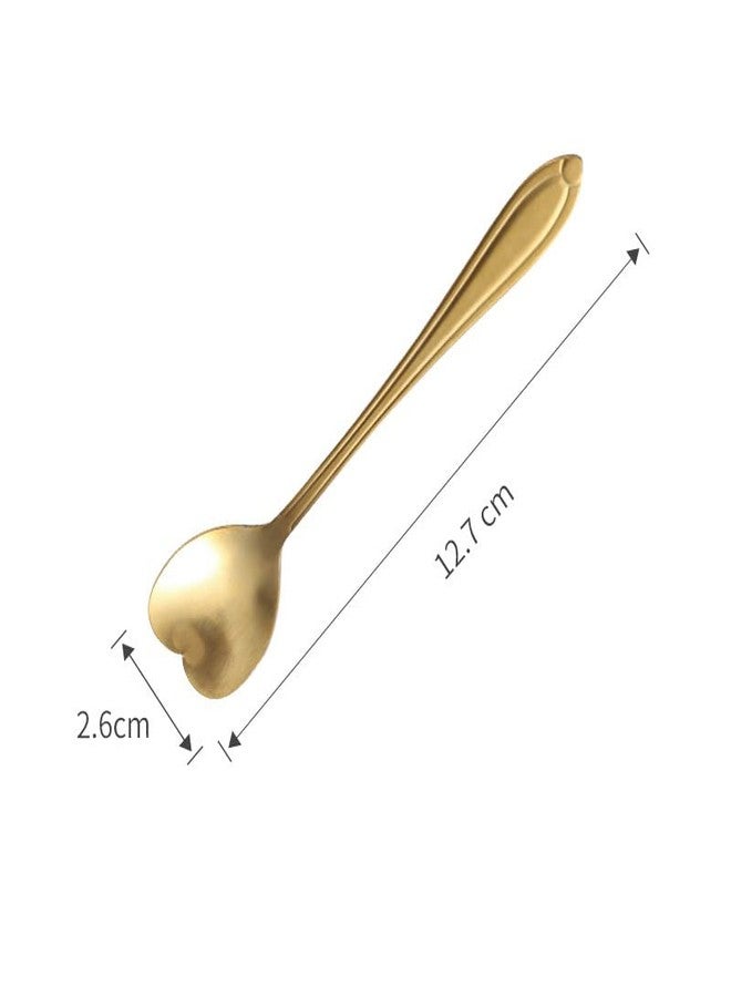 SZLFSX Set of 10 Heart-Shaped Gold Stainless Steel Spoons for Coffee, Desserts, and Tea - Ideal for Sugar, Stirring, Ice Cream, and Cake 5inch - Image 2