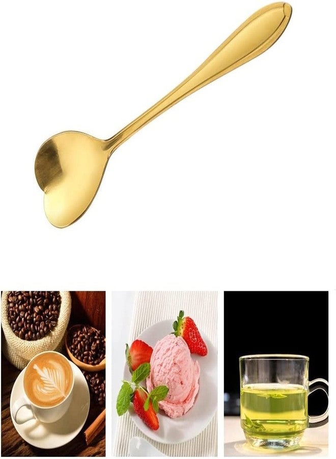 SZLFSX Set of 10 Heart-Shaped Gold Stainless Steel Spoons for Coffee, Desserts, and Tea - Ideal for Sugar, Stirring, Ice Cream, and Cake 5inch - Image 3