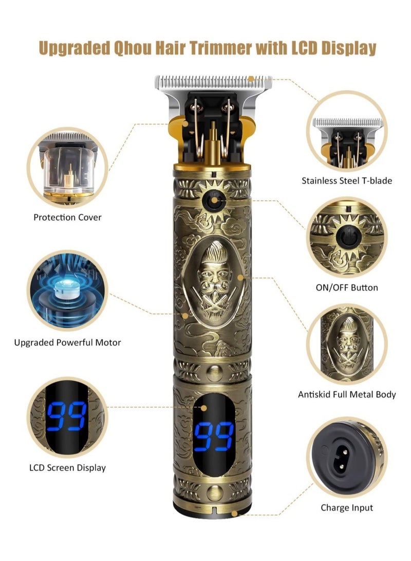 Upgraded T Blade Hair Trimmer for Men, Cordless Electric Pro Li Outliner, Zero Gapped Detail Barbershop Beard Shaver Rechargeable Hair Clippers with Limit Combs Guards & LED Display - Image 5