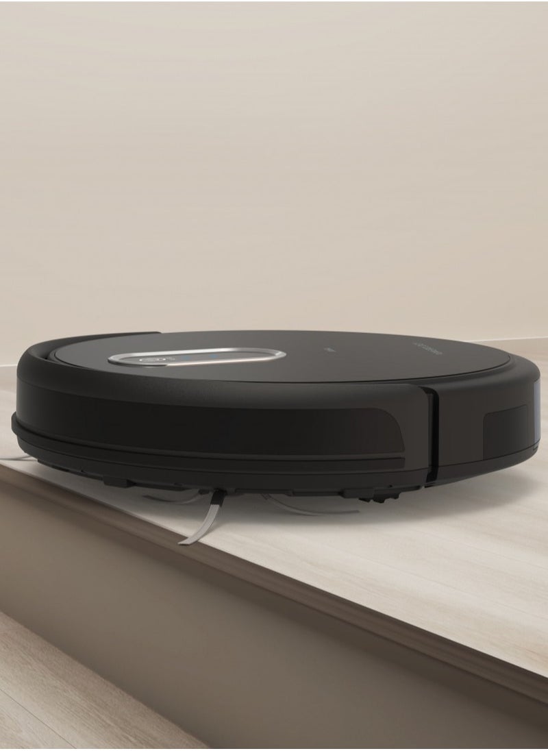 Powerology - 2600mAh Smart Robotic Vacuum Cleaner 20W, Re-Washable HEPA Filter, 2000Pa Strong Suction, 2H Working Time, 500ml Bin Capacity Alexa And Assistant Voice Command - Black - Image 1