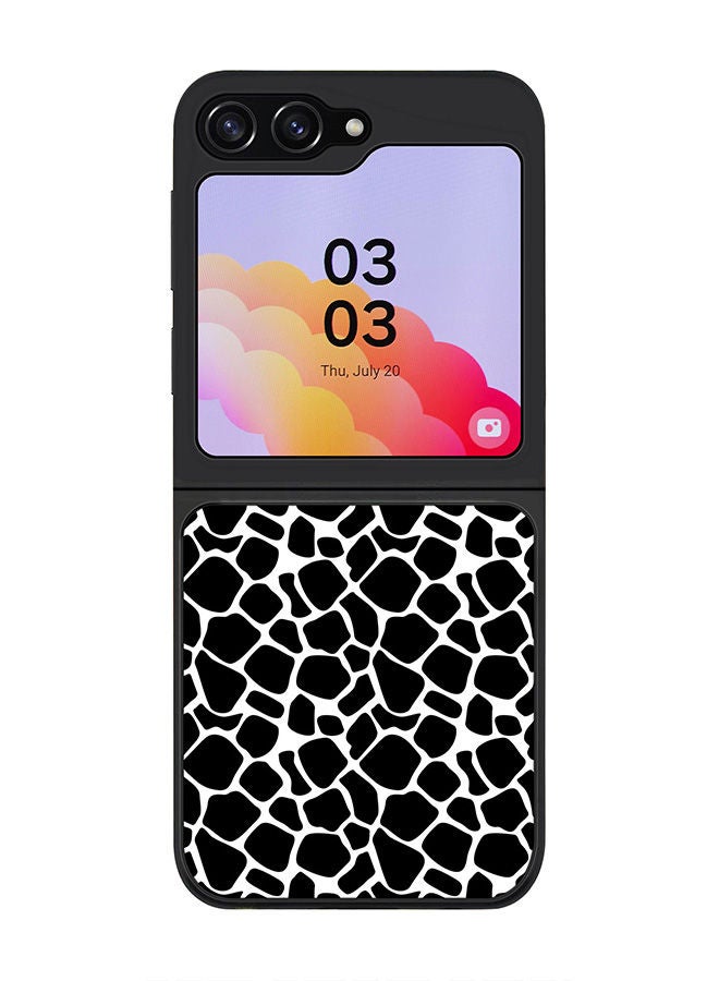 Stylizedd Rugged Black edge case for Samsung Galaxy Z Flip5, Slim fit Soft Case Flexible Rubber Edges Anti Drop TPU Gel Thin Cover -  Cow Skin Print - Image 1