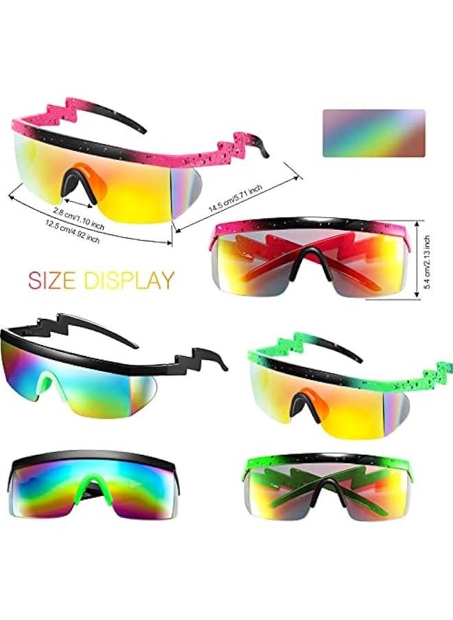 Generic 3 Pairs Retro Semi Rimless Sunglasses 80s 90s Zigzag Sunglasses Colored Transparent Lens Glasses for Men Women  - Image 2