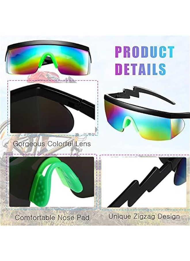Generic 3 Pairs Retro Semi Rimless Sunglasses 80s 90s Zigzag Sunglasses Colored Transparent Lens Glasses for Men Women  - Image 3