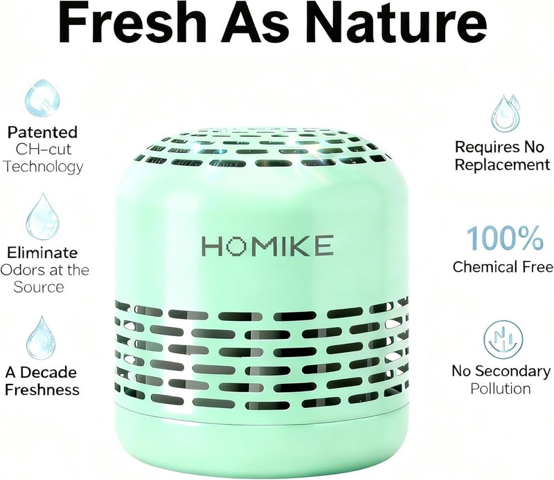 HOMIKE مزيل روائح للثلاجات من ، يقضي على الروائح لمدة تصل إلى 10 سنوات، مناسب للاستخدام في السيارة، خزانة الأحذية، الثلاجة والفريزر، ويتفوق على بيكنج صودا والكربون المنشط (اللون الأخضر). - Image 3