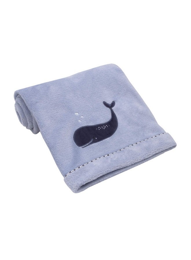 NoJo Seas The Day Blue Whale Super Soft Baby Blanket, Light Blue, Navy - Image 1