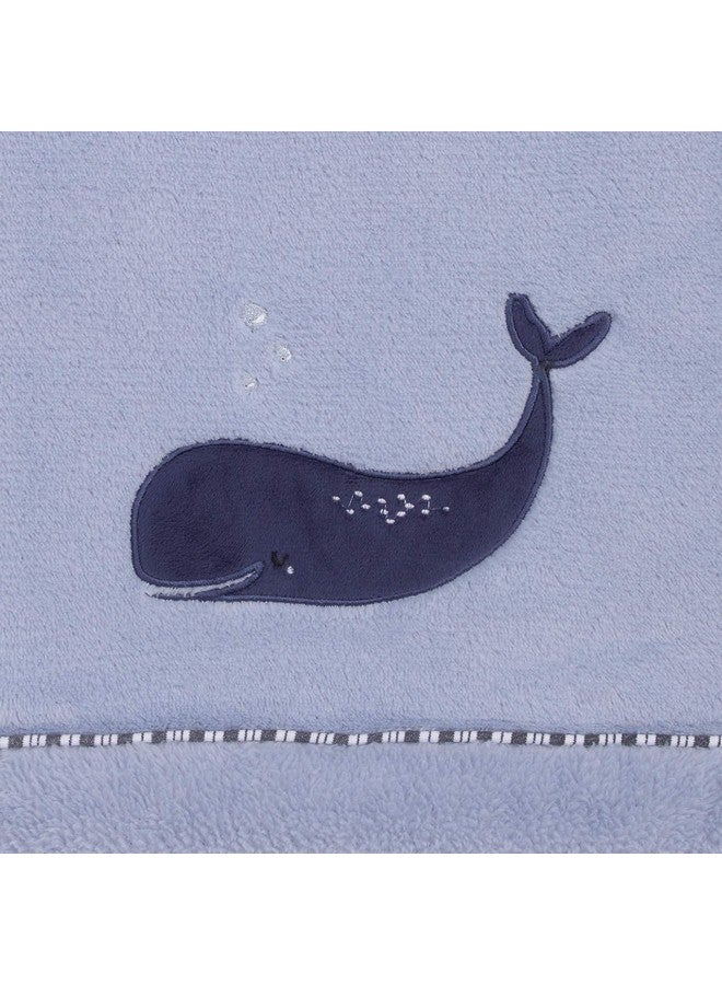 NoJo Seas The Day Blue Whale Super Soft Baby Blanket, Light Blue, Navy - Image 3
