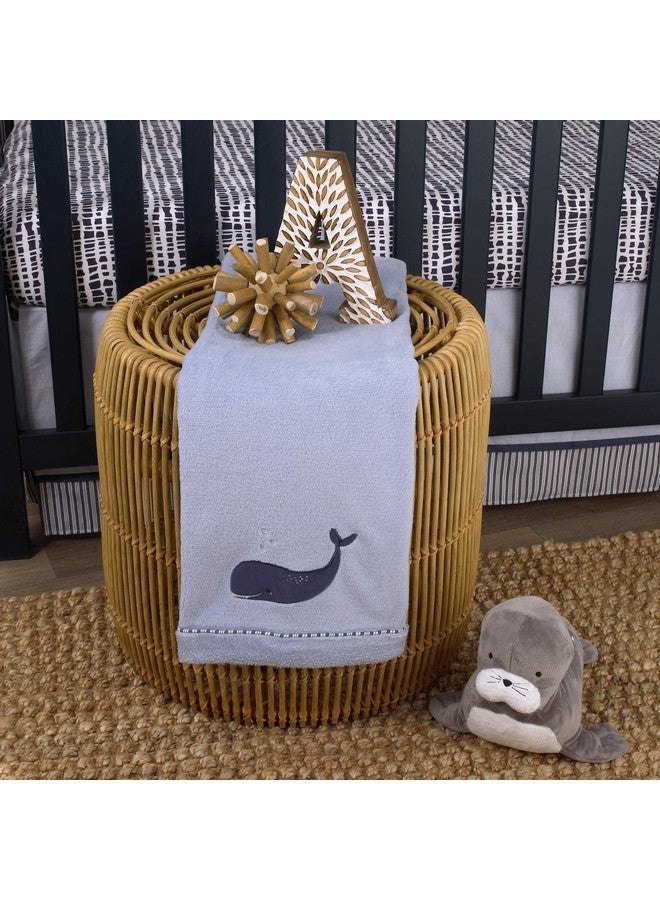 NoJo Seas The Day Blue Whale Super Soft Baby Blanket, Light Blue, Navy - Image 2