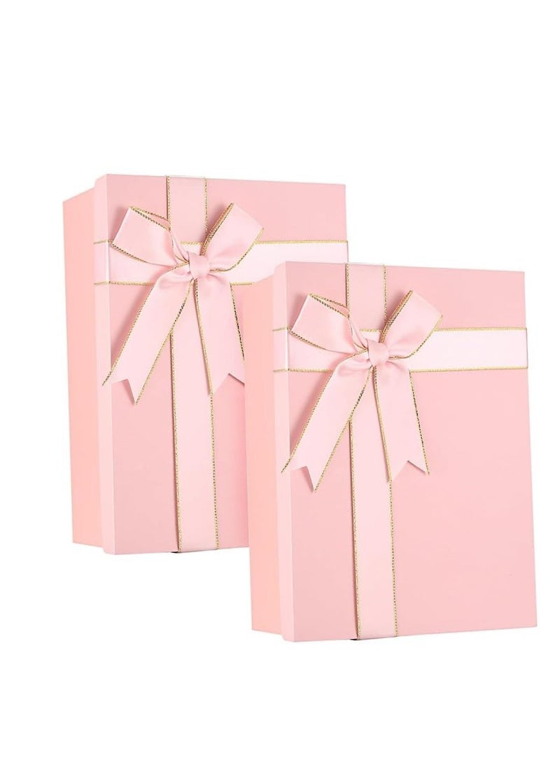 Generic Pink Large Gift Box with Lid and Bow,Pink Gift Packaging Box for Christmas Valentines Day Present Birthday Wedding Anniversary Festival（29x22x10.5cm）  - Image 1