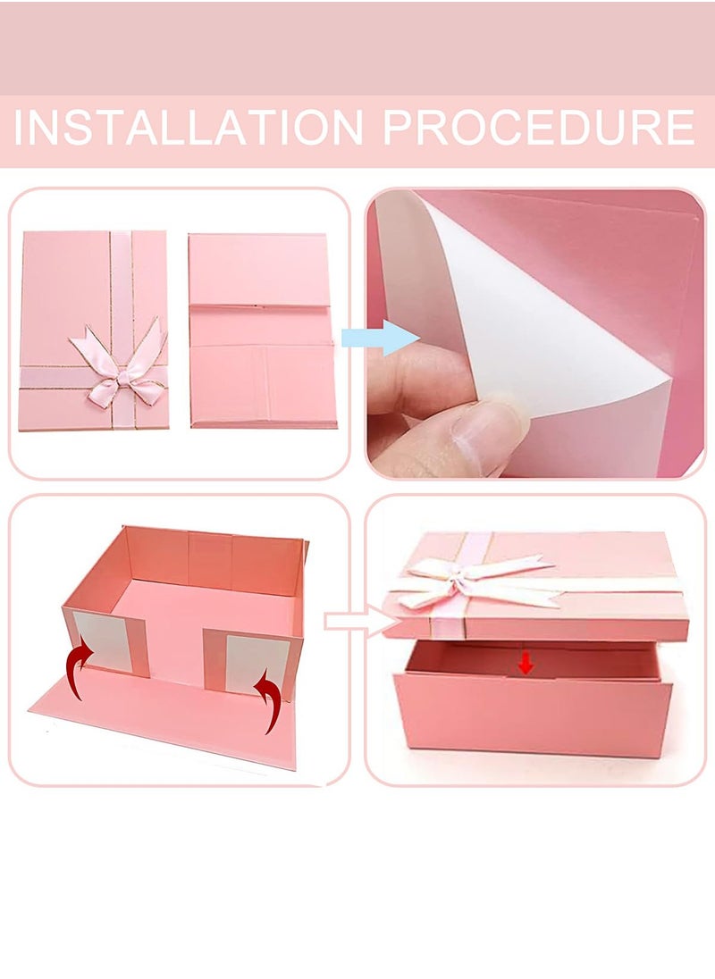 Generic Pink Large Gift Box with Lid and Bow,Pink Gift Packaging Box for Christmas Valentines Day Present Birthday Wedding Anniversary Festival（29x22x10.5cm）  - Image 2