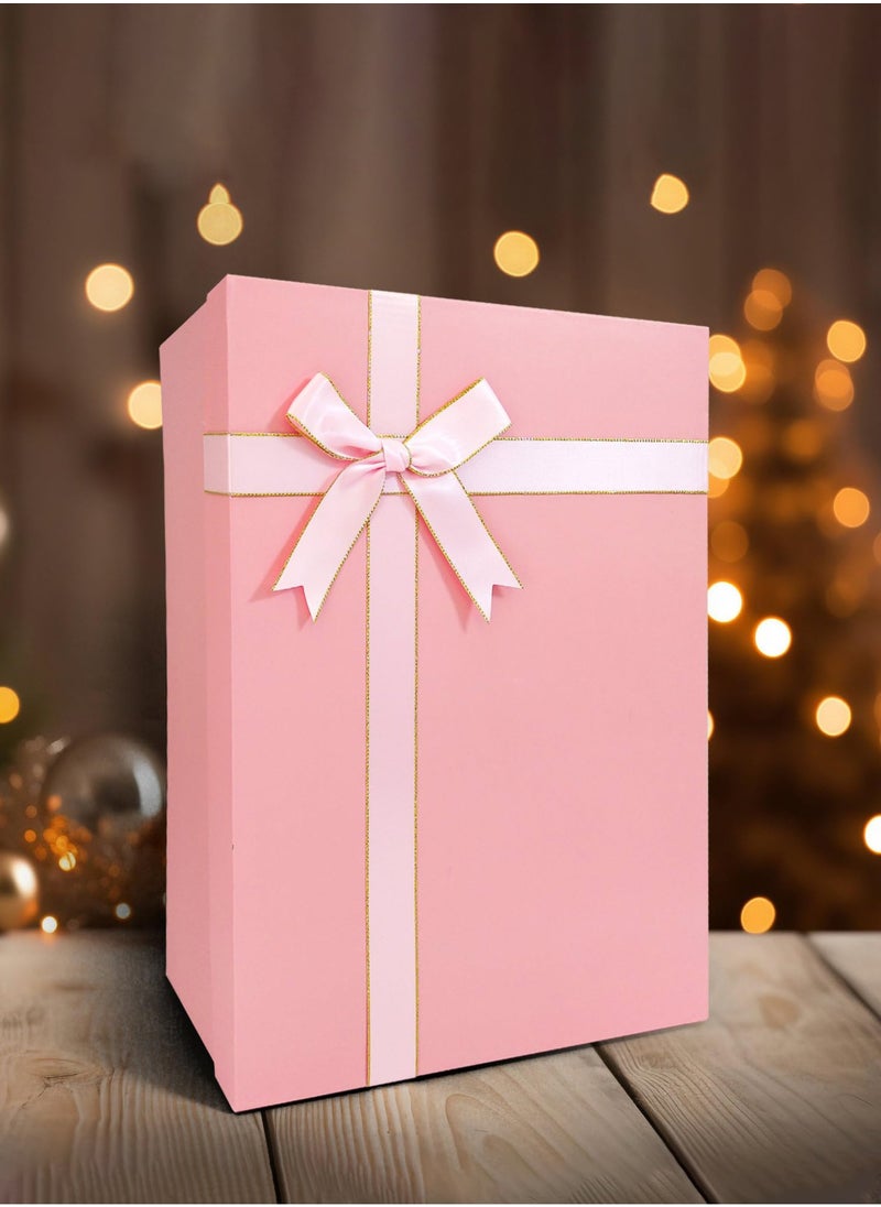 Generic Pink Large Gift Box with Lid and Bow,Pink Gift Packaging Box for Christmas Valentines Day Present Birthday Wedding Anniversary Festival（29x22x10.5cm）  - Image 4
