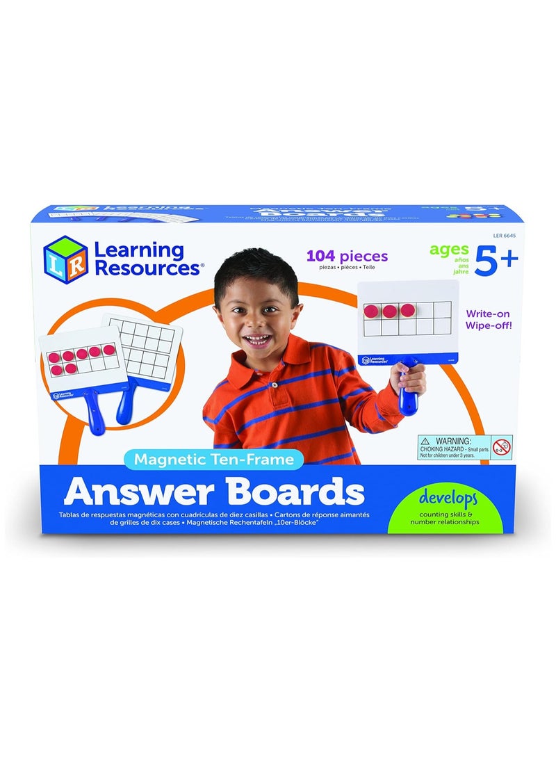Learning Resources 104pcs Magnetic Ten Frame Answer Boards for Kids  - Image 1