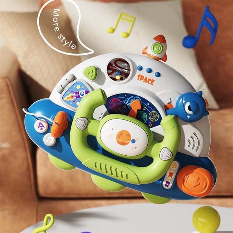 Children's Small Speakers, Children's Music Players, Steering Wheel Model, Simulated Driving Controller with Music, Interactive Play, and Safety Features - Image 2