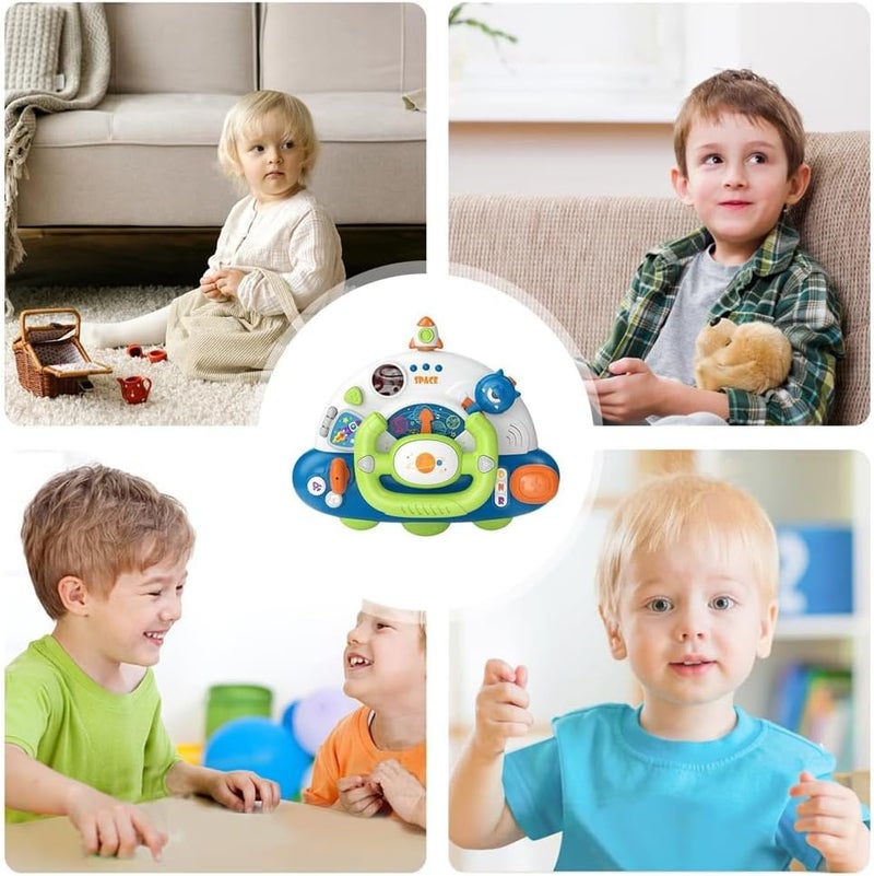Children's Small Speakers, Children's Music Players, Steering Wheel Model, Simulated Driving Controller with Music, Interactive Play, and Safety Features - Image 3