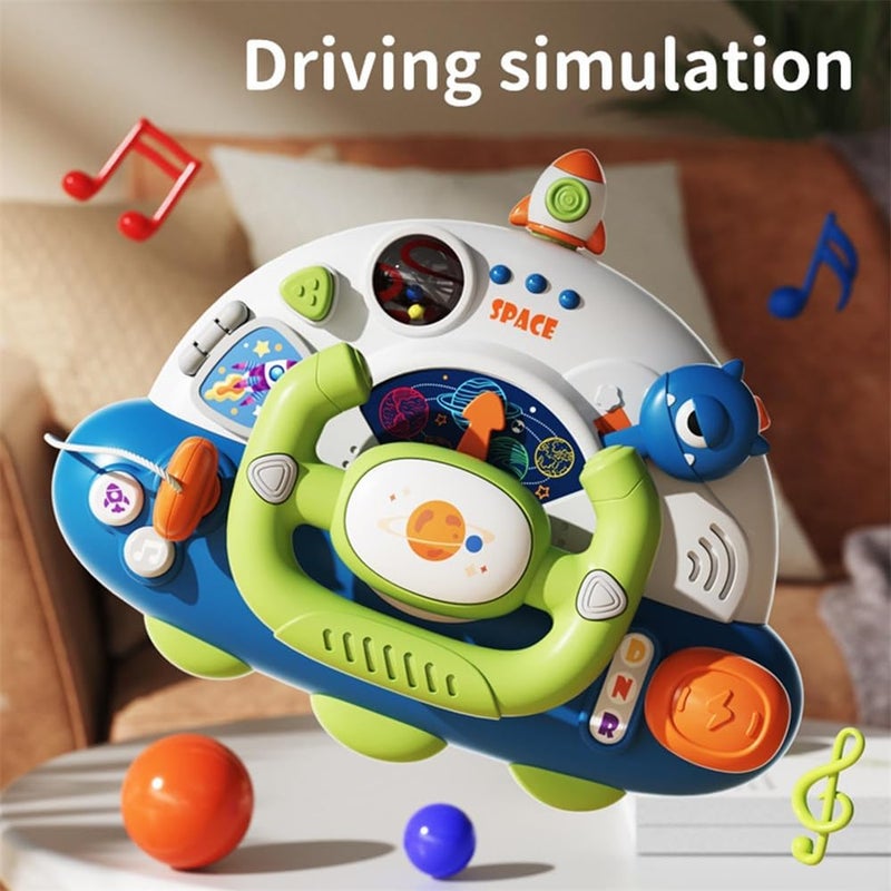 Children's Small Speakers, Children's Music Players, Steering Wheel Model, Simulated Driving Controller with Music, Interactive Play, and Safety Features - Image 4