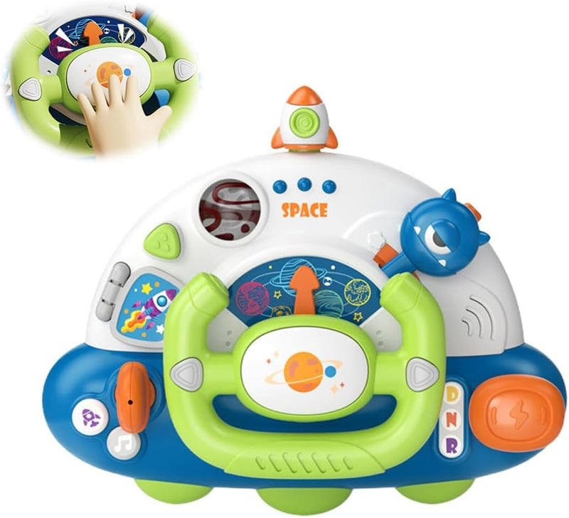 Children's Small Speakers, Children's Music Players, Steering Wheel Model, Simulated Driving Controller with Music, Interactive Play, and Safety Features - Image 1