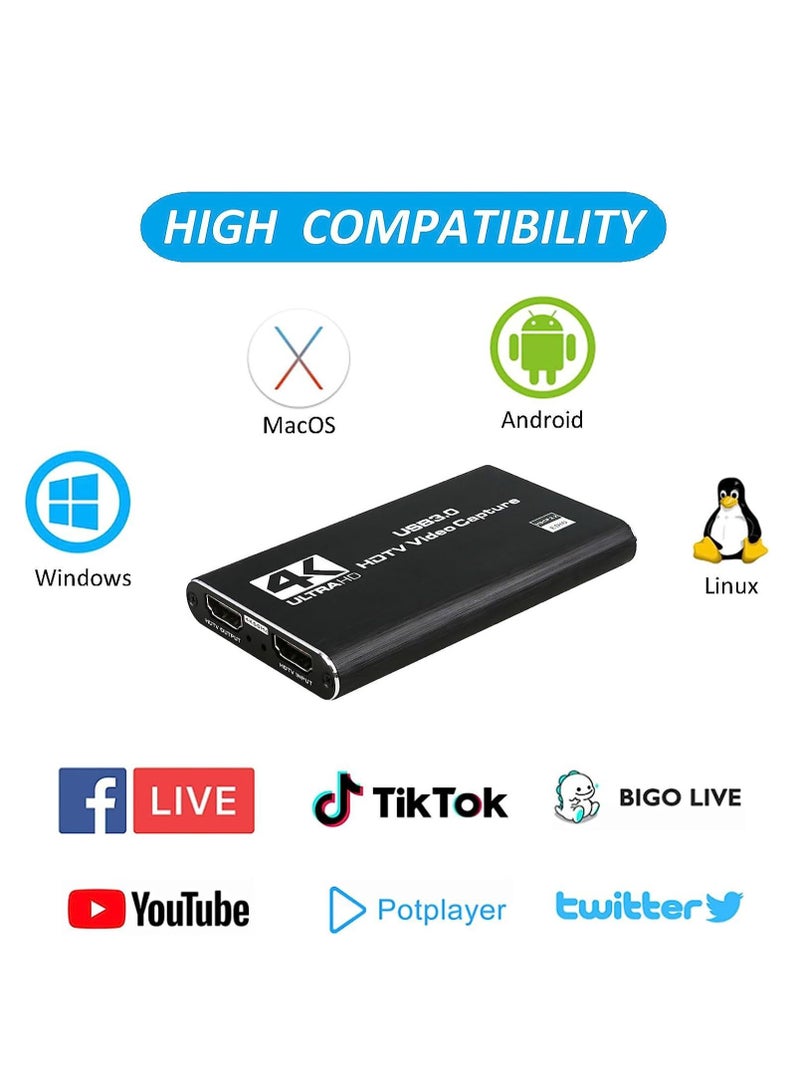 سيوسي بطاقة التقاط الفيديو HDMI 4K، USB3.0 1080P 60FPS HD بتأخير منخفض جداً، بطاقة التقاط الألعاب للبث المباشر / مؤتمرات الفيديو لجهاز نينتندو سويتش / PS4 / Xbox One / OBS / كاميرا / الكمبيوتر. - Image 2