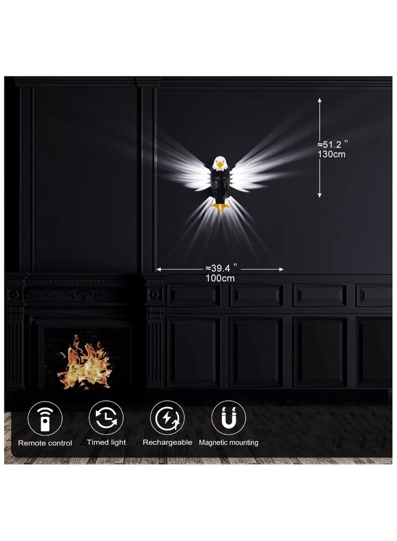 Magnetic LED Wall-Mounted Eagle Night Light – Remote Control, USB Rechargeable, Battery Powered, Decorative Mood Light for Kids, Indoor & Office Décor - Image 4