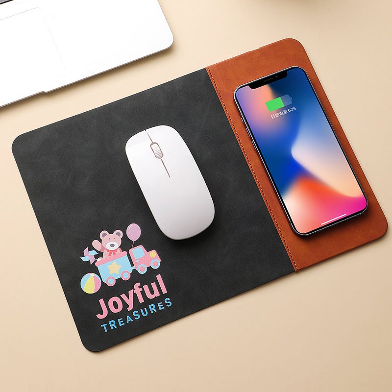 Fast Charging Wireless Charging Mouse Pad Small 15W Business Office Pu Leather Anti-Slip Mouse Pad Can Add Logo - Image 4