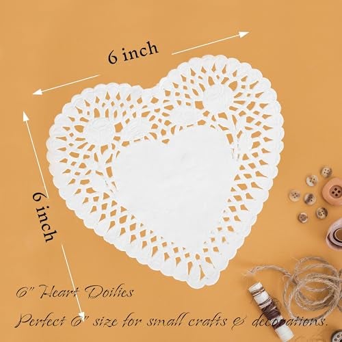 RIVCOIM Heart Doilies: Elegant Paper Doilies for Crafts and Valentines 6 inch-100 Pcs of Paper Heart Doilies in Red, Pink, White, Blue (25 Each). - Image 4