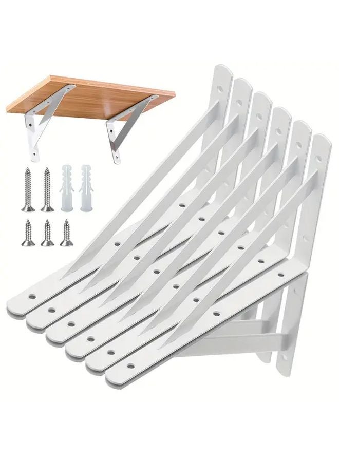 White 12x8 Inch Heavy Duty Metal Shelf Brackets 12 Pack L Shaped Wall Mount Industrial Floating Shelves - Image 1