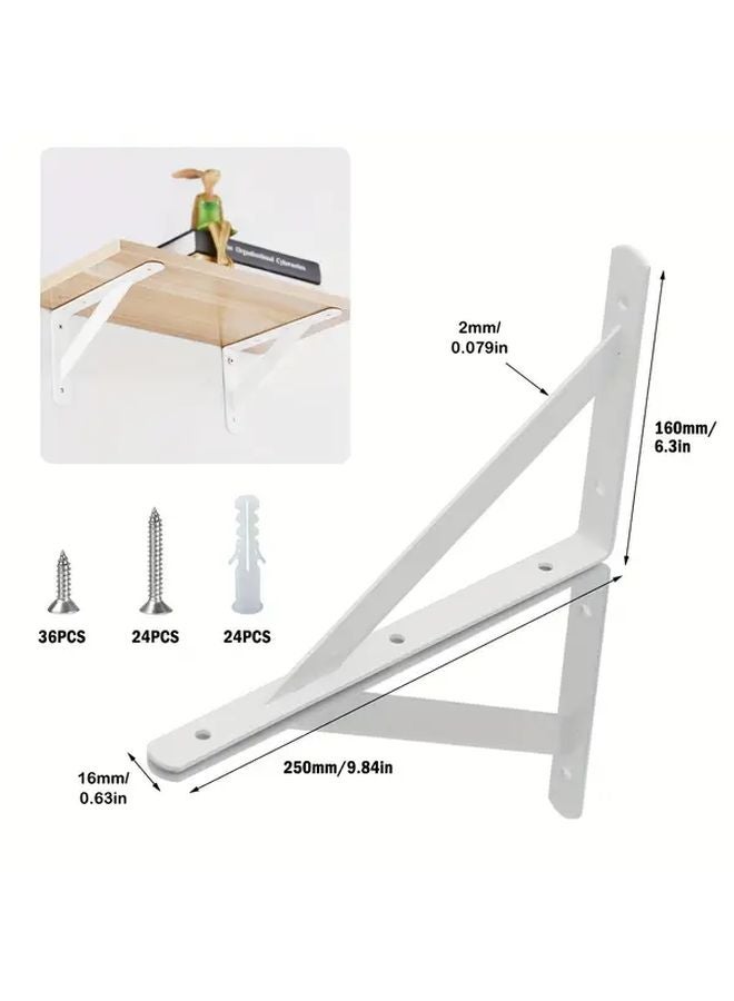 White 12x8 Inch Heavy Duty Metal Shelf Brackets 12 Pack L Shaped Wall Mount Industrial Floating Shelves - Image 5