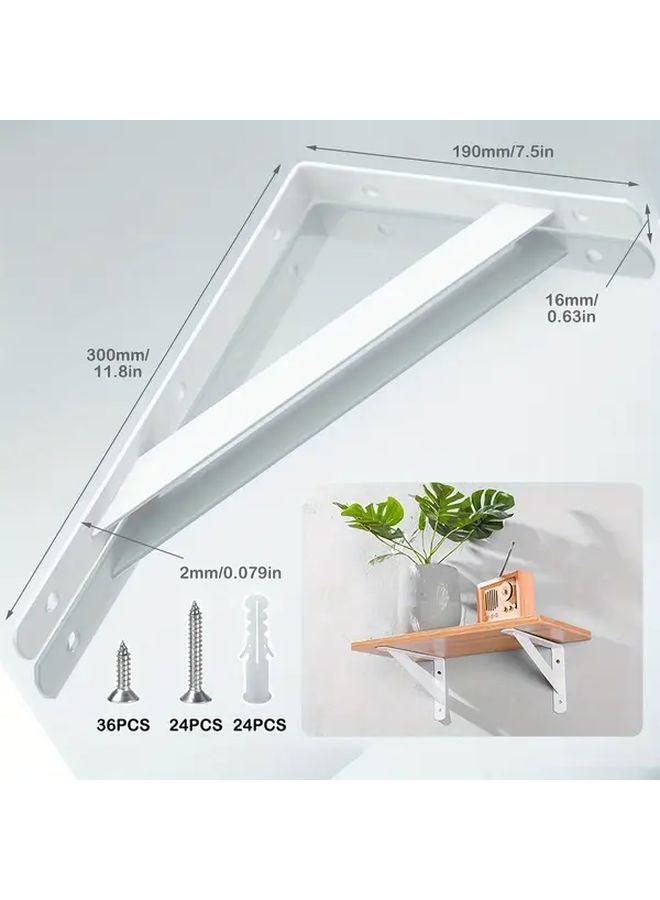 White 12x8 Inch Heavy Duty Metal Shelf Brackets 12 Pack L Shaped Wall Mount Industrial Floating Shelves - Image 4