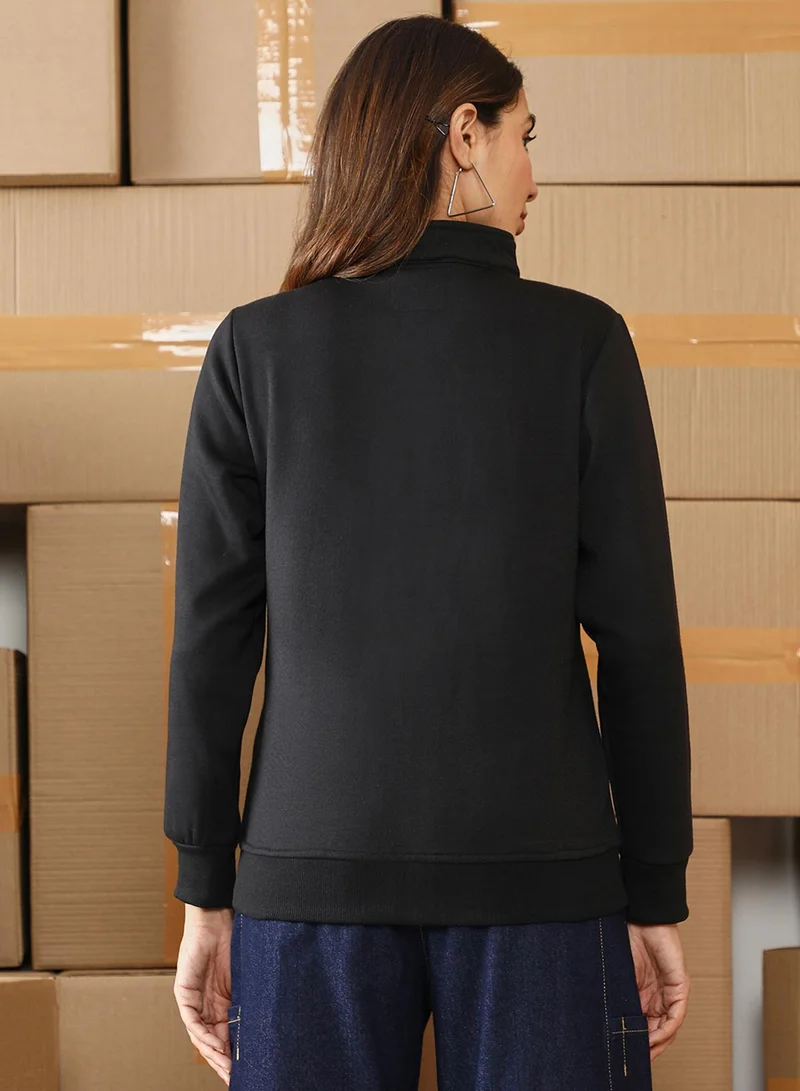 Pinacolada  Women's Mocha Brown & Onyx Black Zip-Front Block Jacket for Women | Best Price UAE