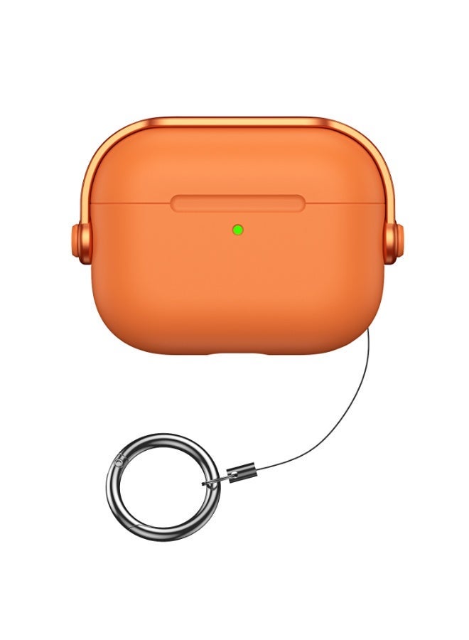 غلاف AirPods Pro 3، غلاف حماية مصنوع من السيليكون الناعم، متوافق مع أبل AirPods Pro الجيل الثالث (كابل USB-C)، غطاء واقٍ مضاد للخدش مع خيط يمنع فقدانه (أحمر برتقالي) - Image 1