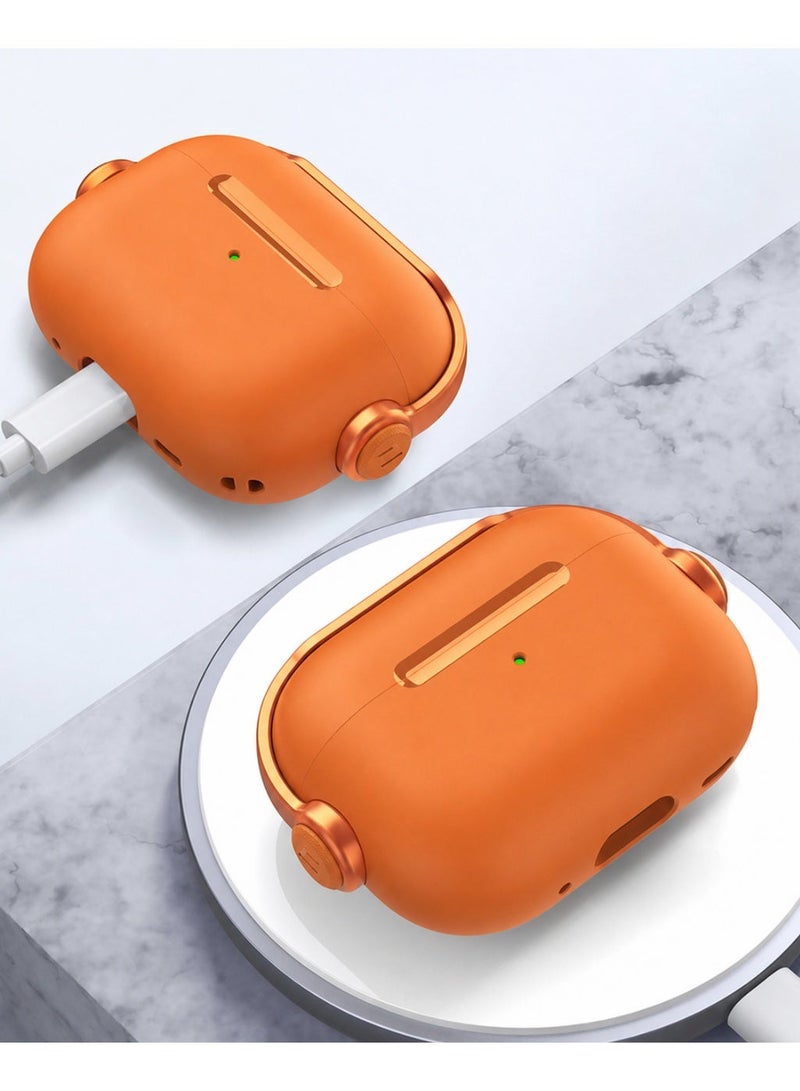 غلاف AirPods Pro 3، غلاف حماية مصنوع من السيليكون الناعم، متوافق مع أبل AirPods Pro الجيل الثالث (كابل USB-C)، غطاء واقٍ مضاد للخدش مع خيط يمنع فقدانه (أحمر برتقالي) - Image 2