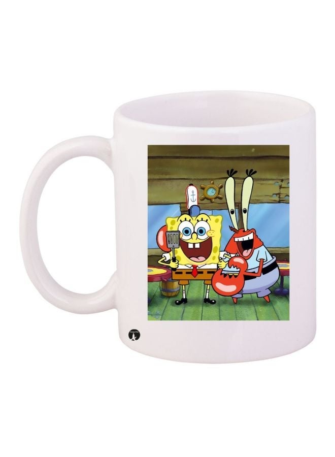 RYN SpongeBob Printed Coffee Mug White/Red/Yellow 11ounce