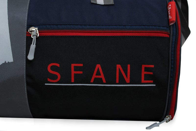 Sfane Gym Bags for Men with Separate Shoe Compartment Sports Gym Bags for Women Unisex Duffle Bags for Gym for Carry & Travel Adjustable Duffel Bags Sports Bag - Navy Blue & Red - Image 3