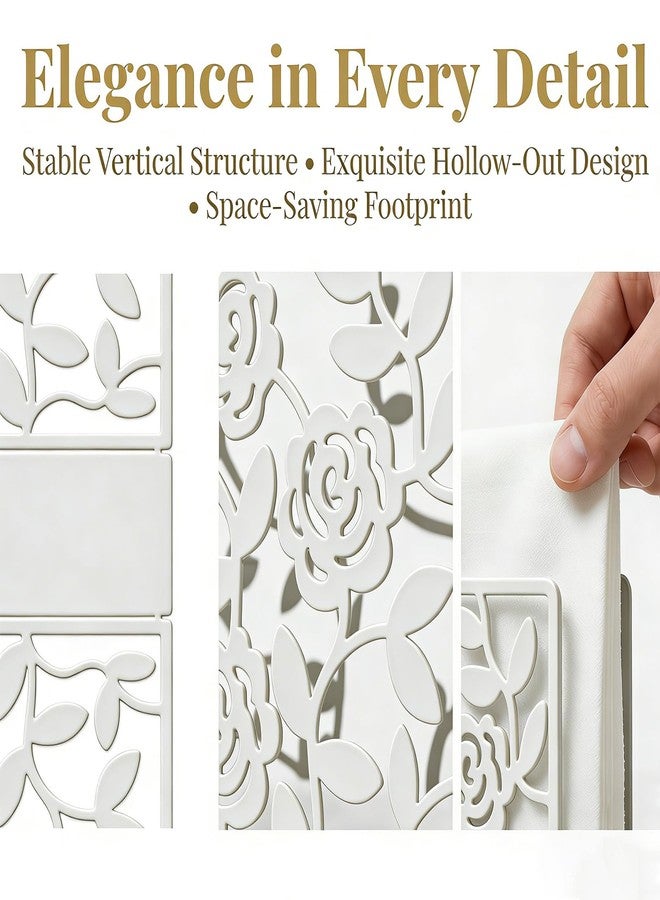 Resama Metal Napkin Holder for Table,Metal Rose Standing Napkin Holder for Kitchen Dining Tables & Countertops, Black Countertop Napkin Holders for Indoor & Outdoor,Unique Table Decor Gifts (White) - Image 4