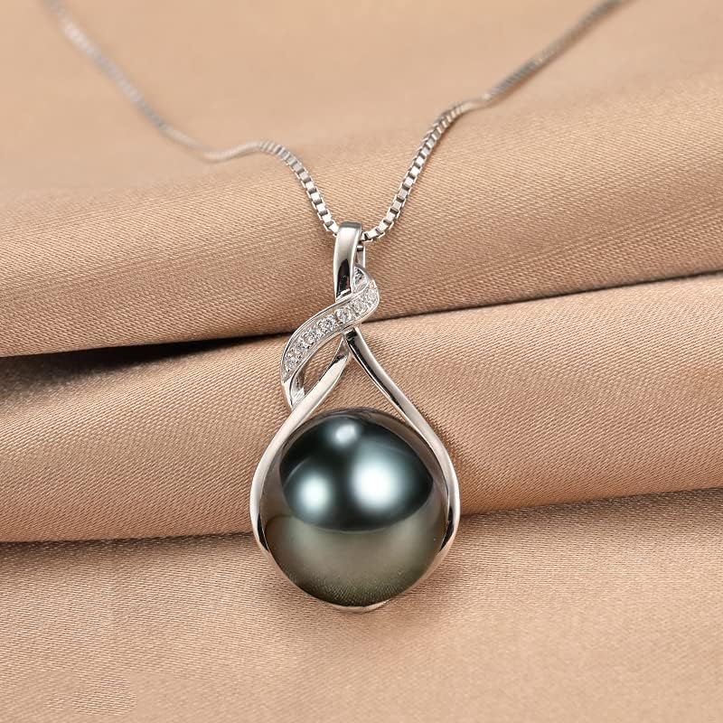NONNYL Tahitian Black Pearl Necklace for Women - 18K Gold Plated Sterling Silver Pendant - Image 3