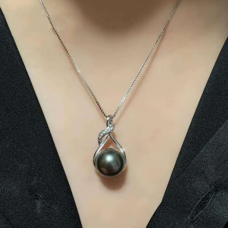 NONNYL Tahitian Black Pearl Necklace for Women - 18K Gold Plated Sterling Silver Pendant - Image 4