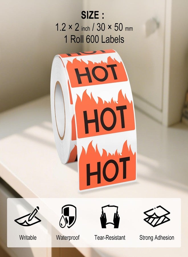 YIKIADA 600 PCS Hot Stickers 2 × 1.2 Inches Flame Shape Labels Vinyl - Image 2