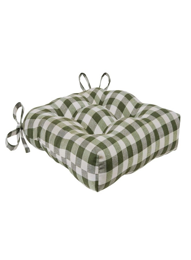GoodGram Gingham Plaid Buffalo Checkered Premium Plush Country Farmhouse Chair Cushion Pads with Tear Proof Ties - Assorted Colors (4, Sage Green) - Image 2