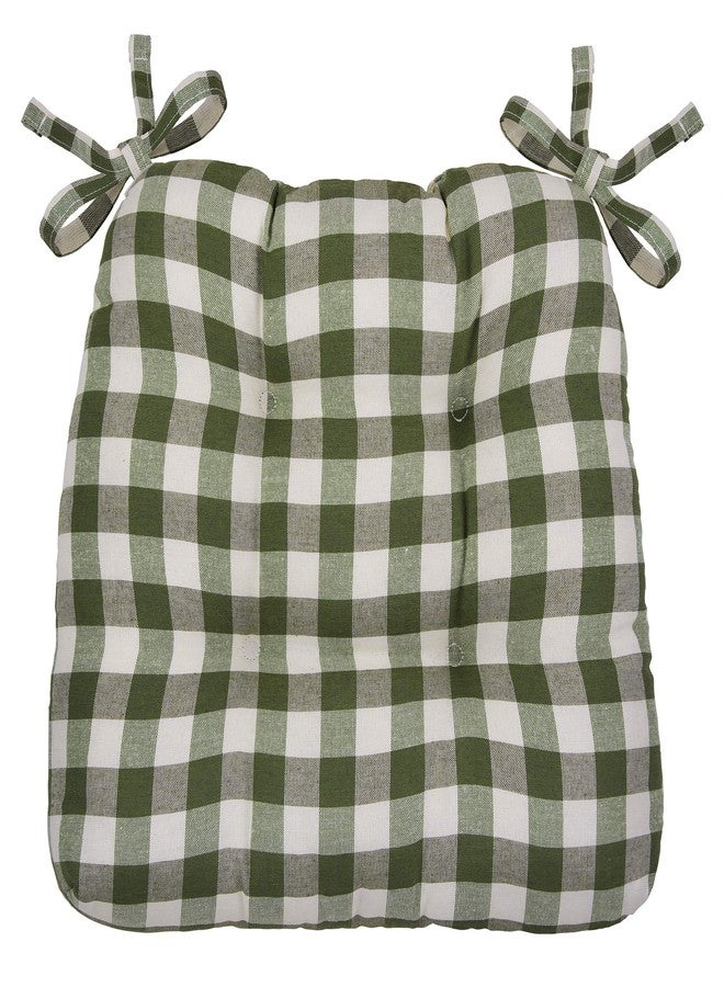 GoodGram Gingham Plaid Buffalo Checkered Premium Plush Country Farmhouse Chair Cushion Pads with Tear Proof Ties - Assorted Colors (4, Sage Green) - Image 3