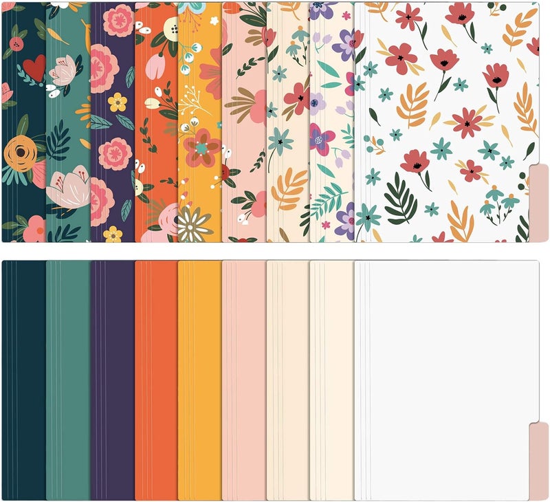 EOOUT 18 Pack Decorative File Folders Floral Folders Cute File Folder, Letter Size Colored File Folders,1/3-Cut Tabs, 9.6 x 11.6 Inches, for Office, School, Home - Image 1