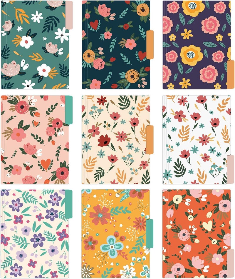 EOOUT 18 Pack Decorative File Folders Floral Folders Cute File Folder, Letter Size Colored File Folders,1/3-Cut Tabs, 9.6 x 11.6 Inches, for Office, School, Home - Image 3