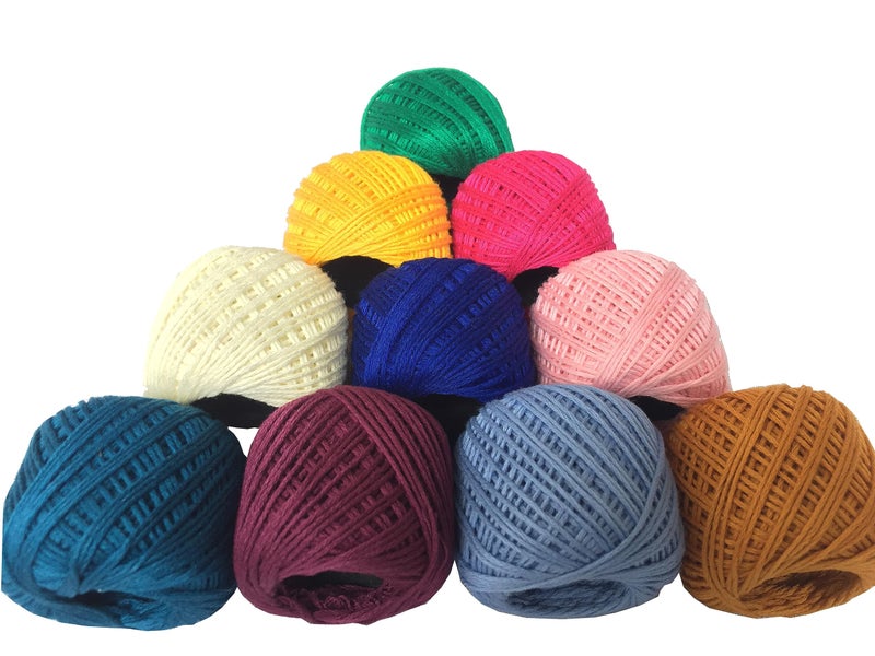 TE Cotton Tatting Thread Yarn For Knitting&Craft Making Combo 35 To 40 M Approximate&Thread Size Is 1 Mm(This Is Not A Woolen Yarn. This Is 1 Mm Yarn For Embroidery Work)(1St)(Pack Of 10),120 Gram,Multicolour - Image 2